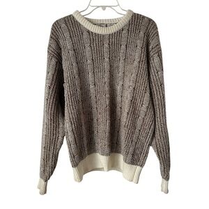 Lifetrends Vintage Chunky Cable Knit Fisherman’s Sweater Sz M Neutral‎